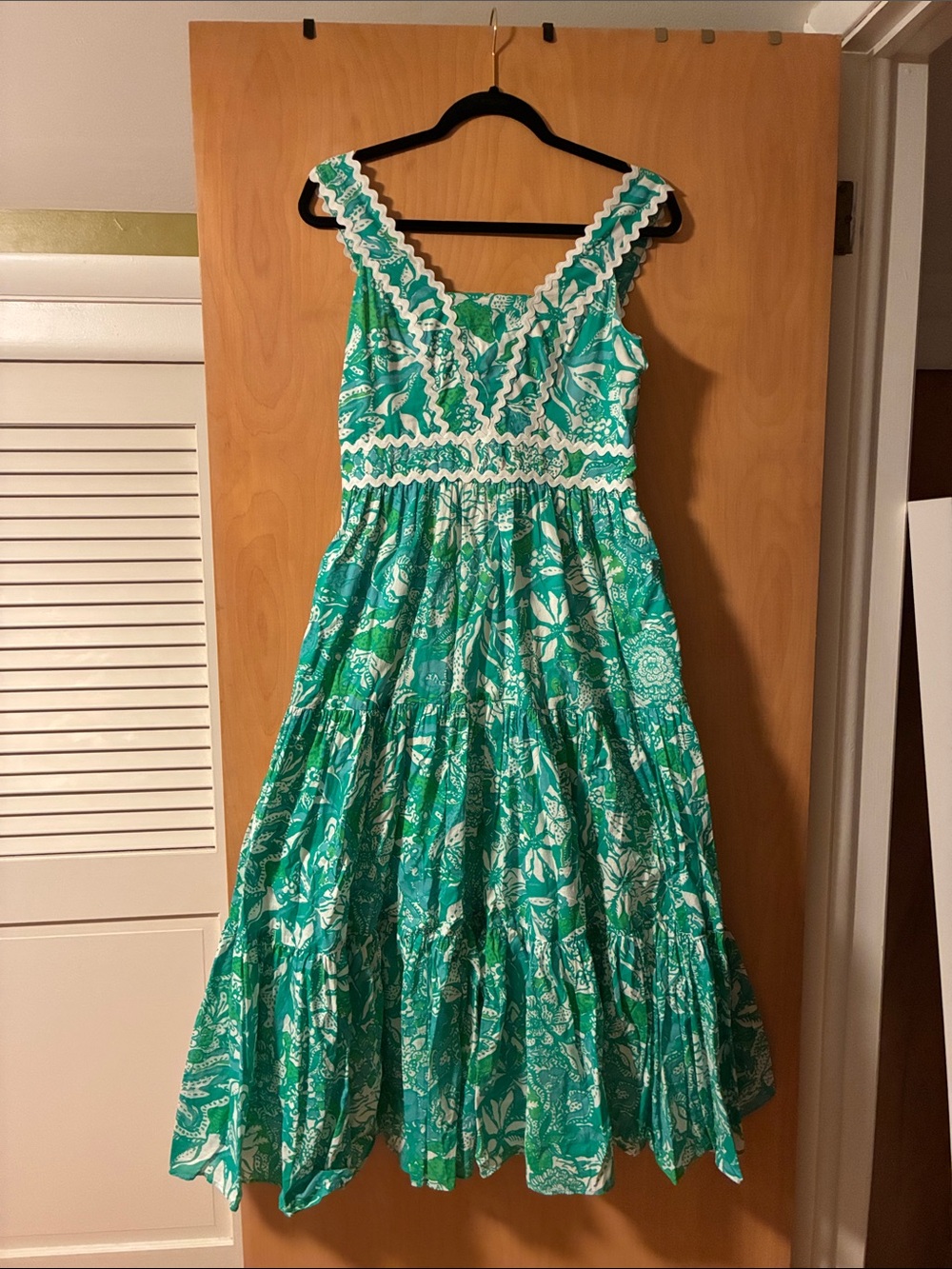 Lilly Pulitzer Teal Floral Ruffle Strap Maxi Dress